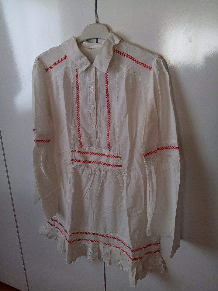 Nakışlı Beyaz Bohem  Bluzu - Görsel 2