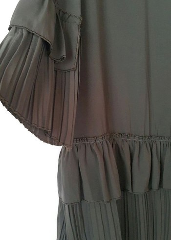 Uzun Kollu yeşil Pliseli Gotik Tunik - Görsel 4