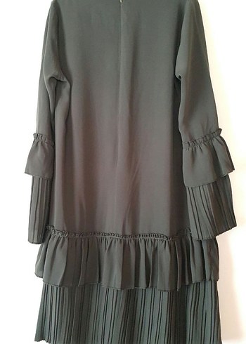 Uzun Kollu yeşil Pliseli Gotik Tunik - Görsel 5