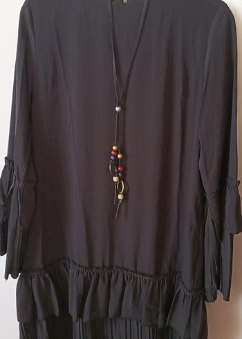 Uzun Kollu yeşil Pliseli Gotik Tunik - Görsel 2