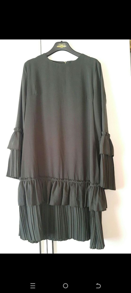 Uzun Kollu yeşil Pliseli Gotik Tunik - Görsel 3