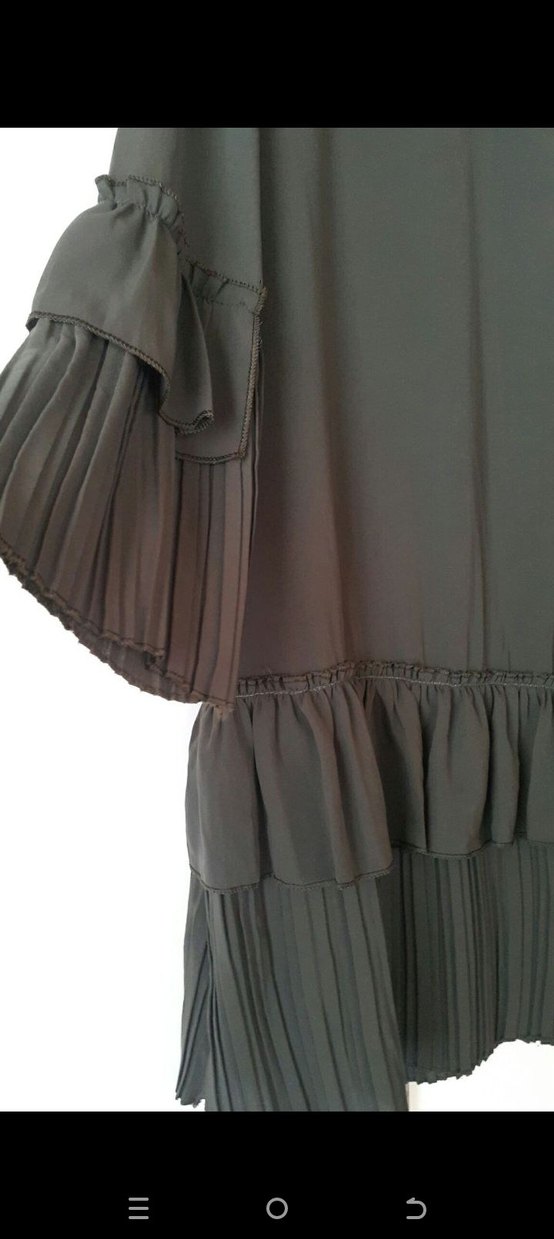 Uzun Kollu yeşil Pliseli Gotik Tunik - Görsel 4