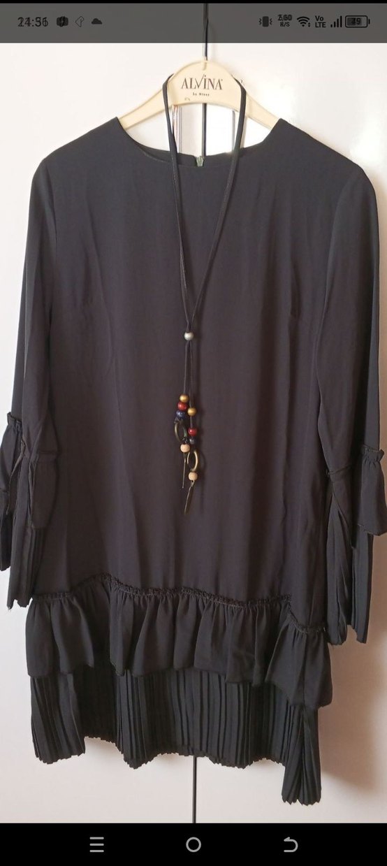 Uzun Kollu yeşil Pliseli Gotik Tunik - Görsel 2