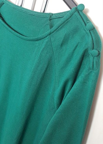 Düğmeli Yeşil Kadın Triko tunik - Görsel 2