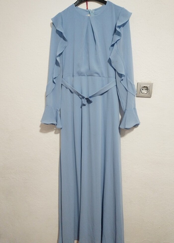 Tesettür uzun özel gün mezuniyet nişan dügün elbise - Görsel 2