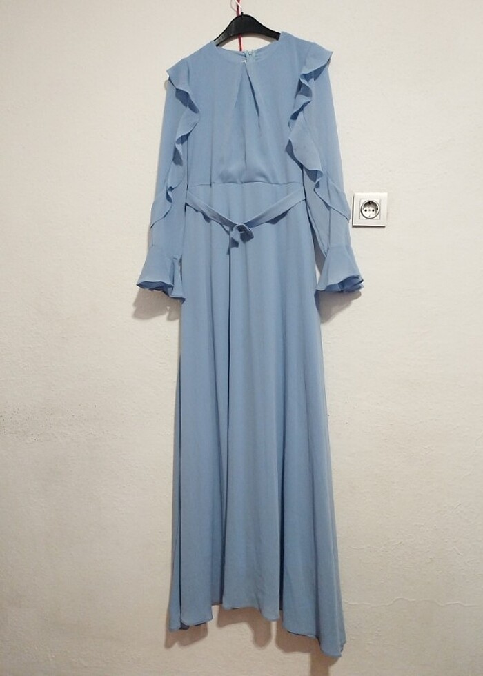 Tesettür uzun özel gün mezuniyet nişan dügün elbise - Görsel 3