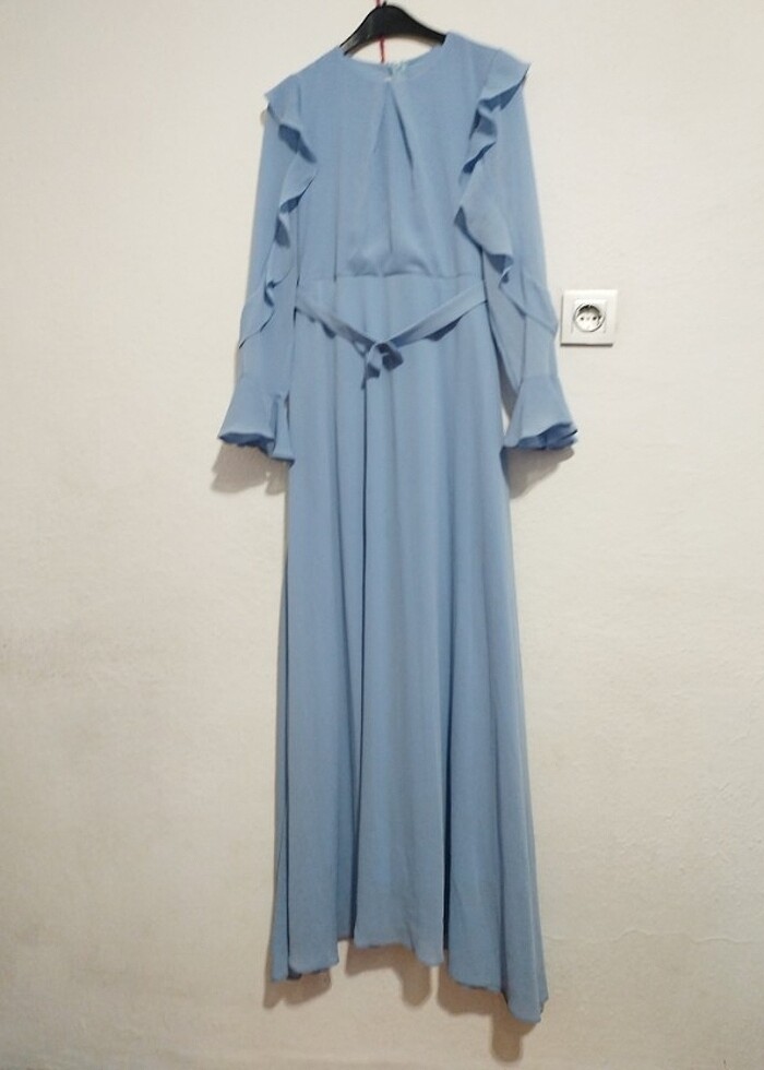 Tesettür uzun özel gün mezuniyet nişan dügün elbise - Görsel 5