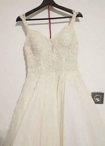 Gelinlik A kesim beyaz yeni model tarlatanı var kabarık - Görsel 8