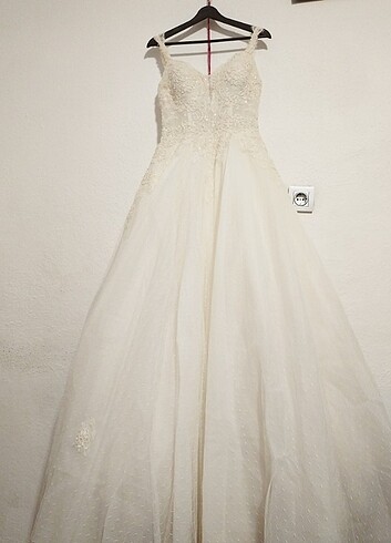 Gelinlik A kesim beyaz yeni model tarlatanı var kabarık - Görsel 12