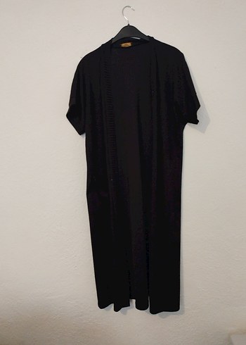 Siyah Uzun Kadın Salaş Kimono - Görsel 2