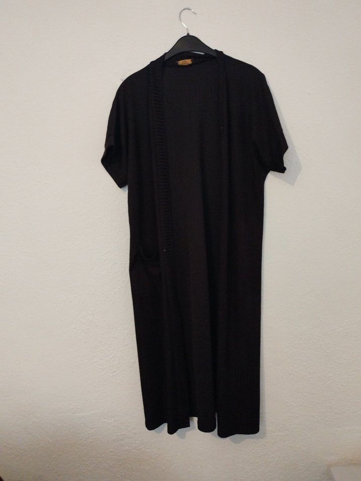 Siyah Uzun Kadın Salaş Kimono - Görsel 2