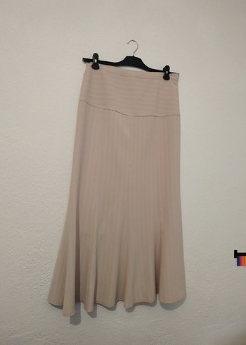 Bej Kadın Uzun Pilili Keten Etek - Görsel 2