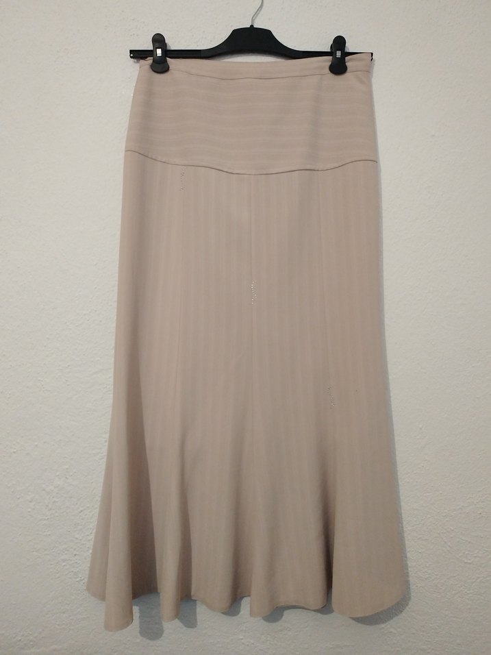 Bej Kadın Uzun Pilili Keten Etek - Görsel 3