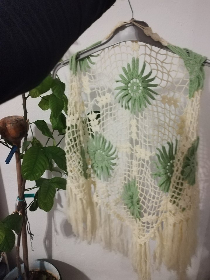 Dantel Detaylı Bohem Örgü Şal - Görsel 2