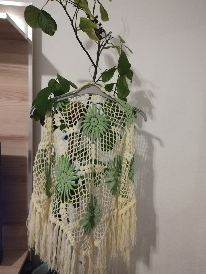 Dantel Detaylı Bohem Örgü Şal - Görsel 3