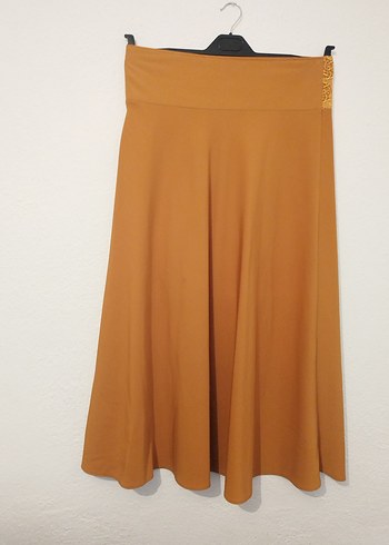 Hardal sarısı Drapeli Bohem Uzun Etek - Görsel 2