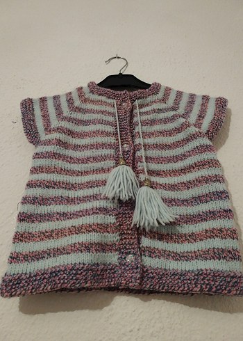 Kız Çocuk Bohem El Örgüsü Kolsuz Hırka - Görsel 3