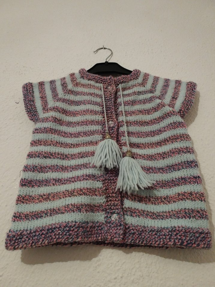 Kız Çocuk Bohem El Örgüsü Kolsuz Hırka - Görsel 3