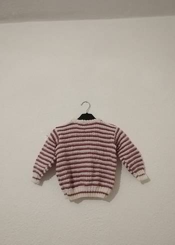 Çizgili Kız Çocuk Örgü Kazak - Görsel 3