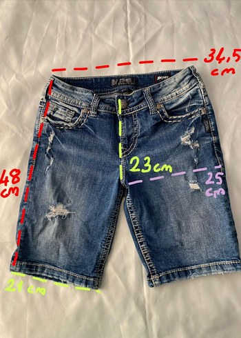 silver jean kot şort - Görsel 7