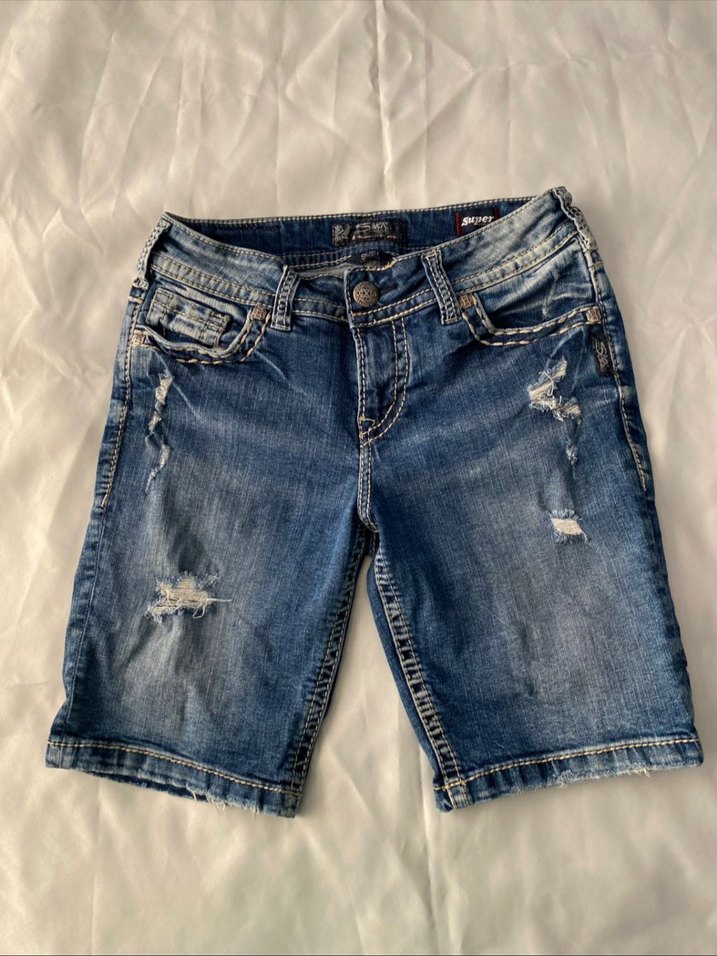 silver jean kot şort - Görsel 2