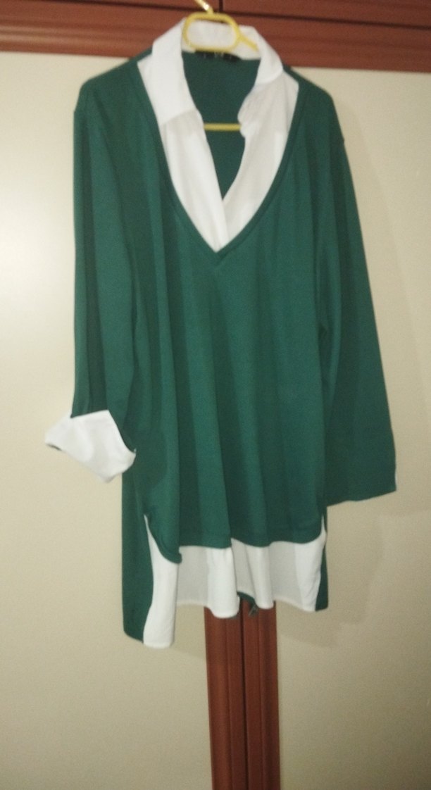 V Yaka Yeşil Midi Tunik - Görsel 5