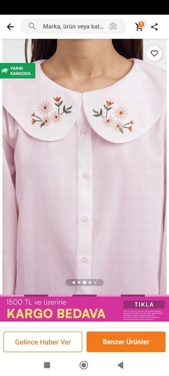 Nakışlı, Düğmeli, Uzun Kollu Kadın Gömlek - Görsel 3