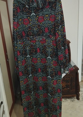 Bohem Çok Renkli Desenli Uzun Elbise - Görsel 7