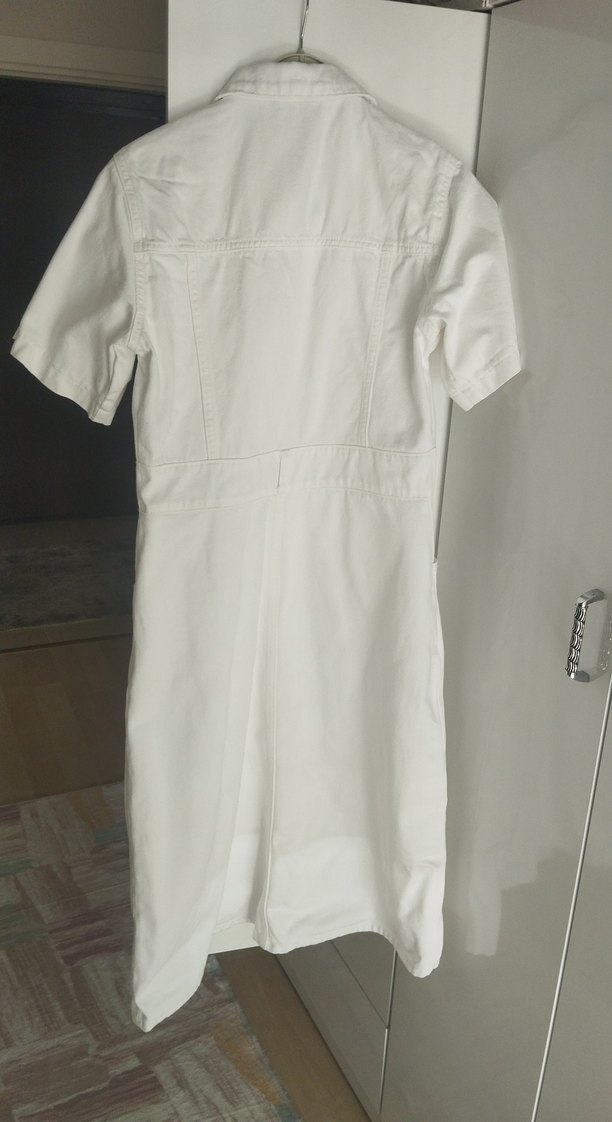 Kemerli Beyaz Midi Kadın Elbise - Görsel 2