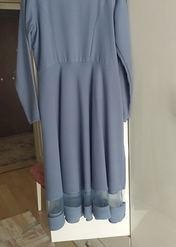 Uzun Kollu Gri Kadın Elbise
