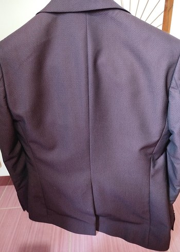 Bordo Erkek Düğmeli Ofis Takım Elbise Ceket - Görsel 2