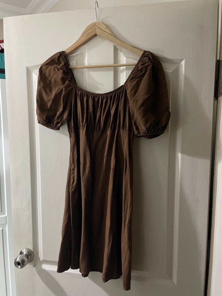 Kahverengi Mini Elbise - Görsel 2