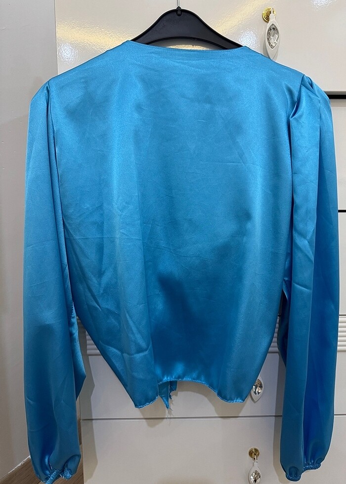 Saten mavi bağlamalı - Görsel 2