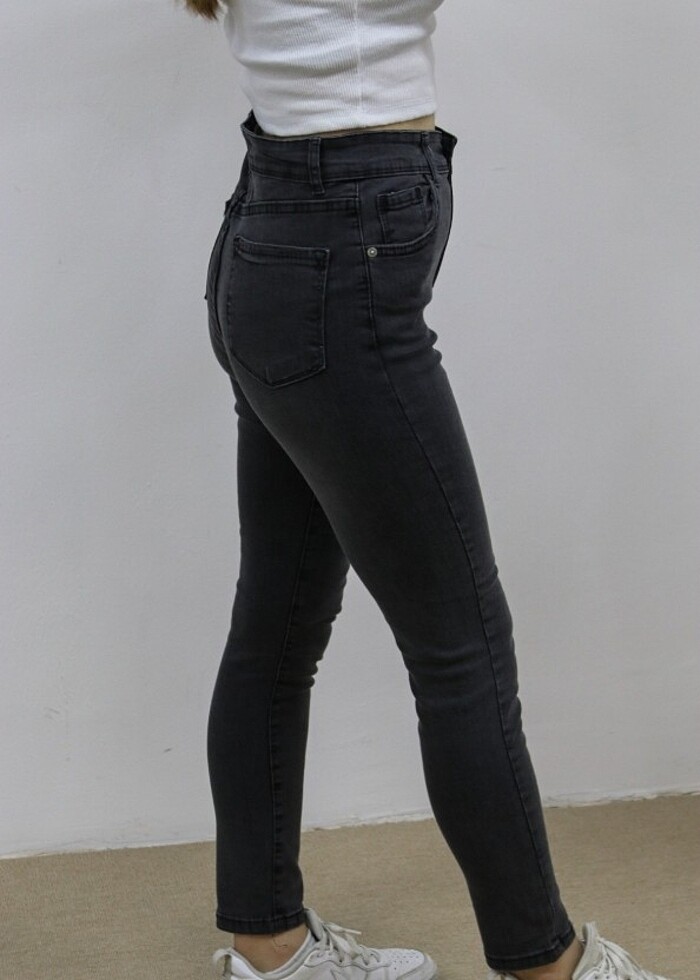 Siyah Bayan Kot Pantolon Dar Paça Likralı - Görsel 3