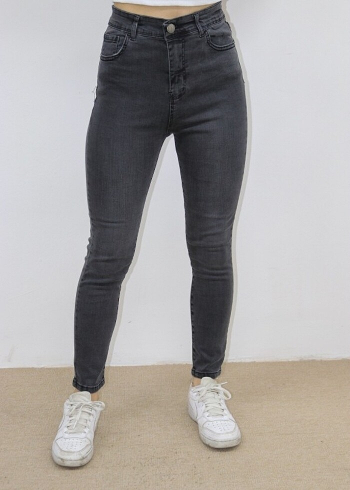 Siyah Bayan Kot Pantolon Dar Paça Likralı - Görsel 4