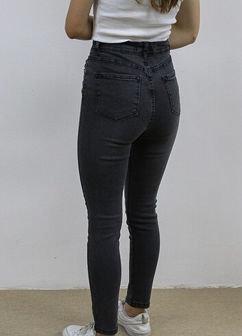Siyah Bayan Kot Pantolon Dar Paça Likralı - Görsel 5
