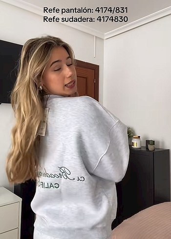 Gri Baskılı Uzun Kollu Kadın Sweatshirt - Görsel 5