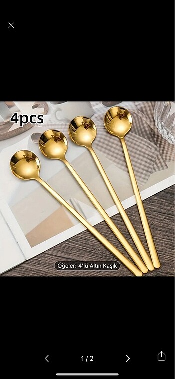 4 adet gold tatlı kaşığı