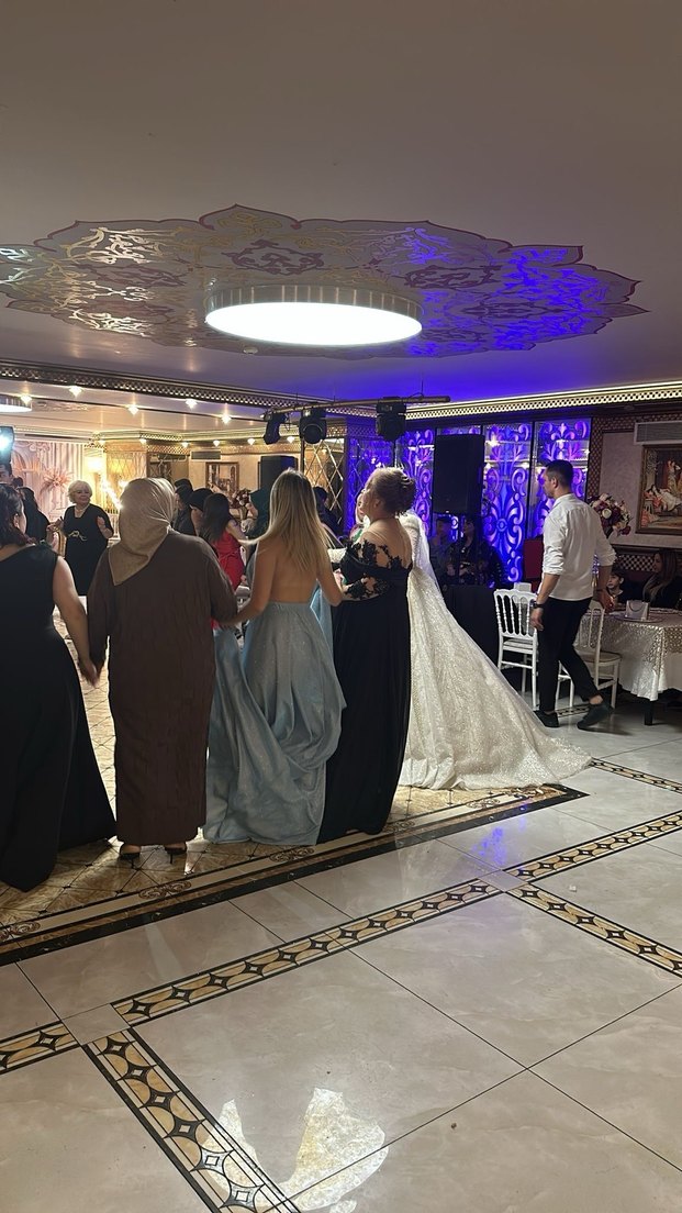 Işıltılı Mavi, Drapeli Uzun Kadın Elbise - Görsel 4