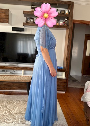 Mavi Bohem Uzun Hamile Abiye Elbise - Görsel 2