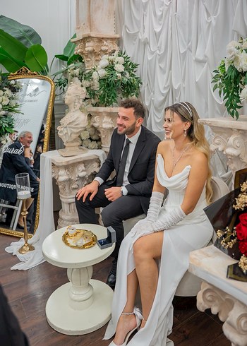 Modern Klasik Straplez Beyaz A Kesim Gelinlik - Görsel 2