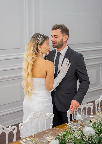 Modern Klasik Straplez Beyaz A Kesim Gelinlik - Görsel 3