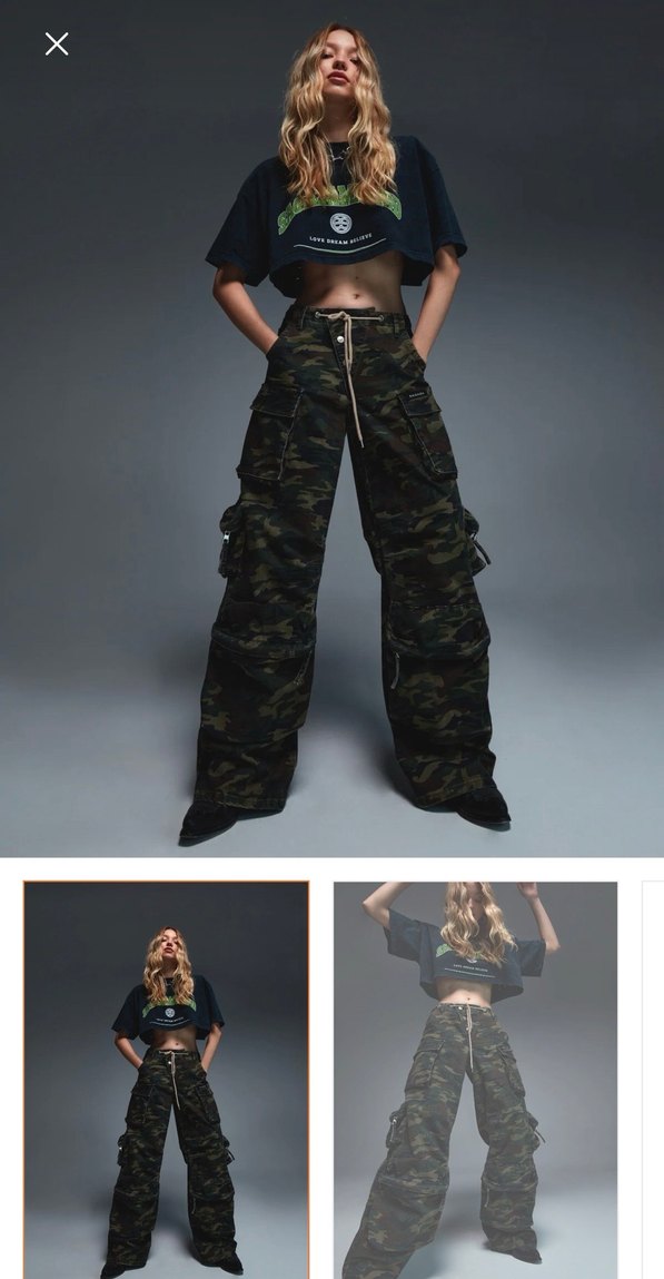 Kamuflaj Desenli Salaş Kadın Pantolon - Görsel 2