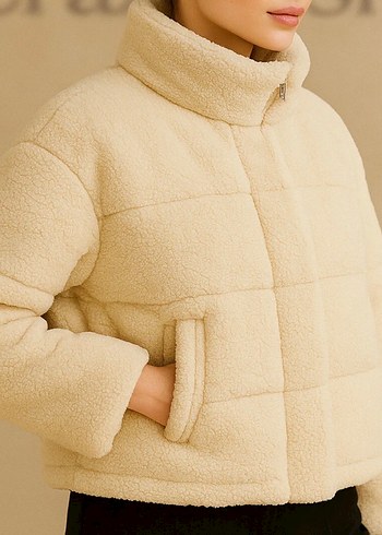 Kürklü Bej Kadın Kışlık Mont - Görsel 2