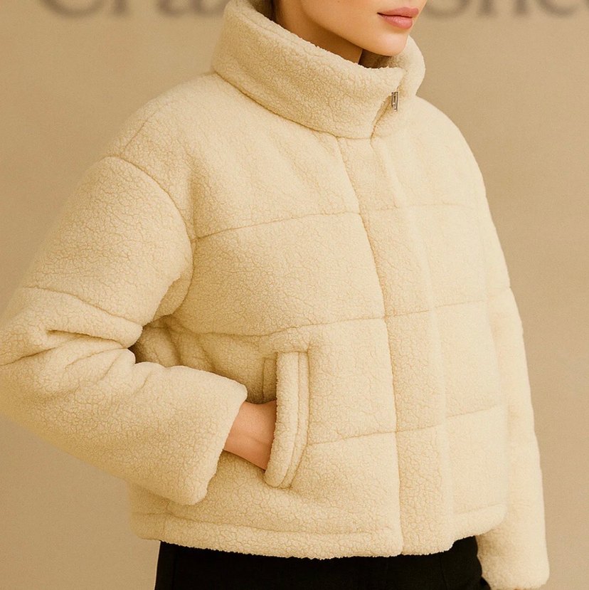 Kürklü Bej Kadın Kışlık Mont - Görsel 2