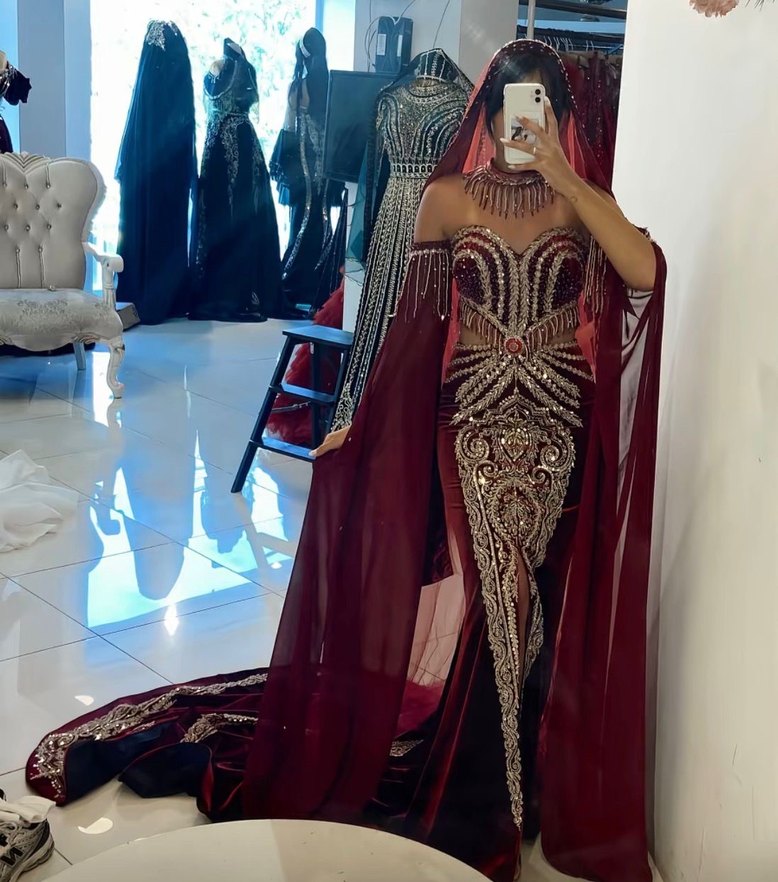 Bordo Straplez Etnik Desenli Uzun Hint Elbisesi S M uyumlu - Görsel 2