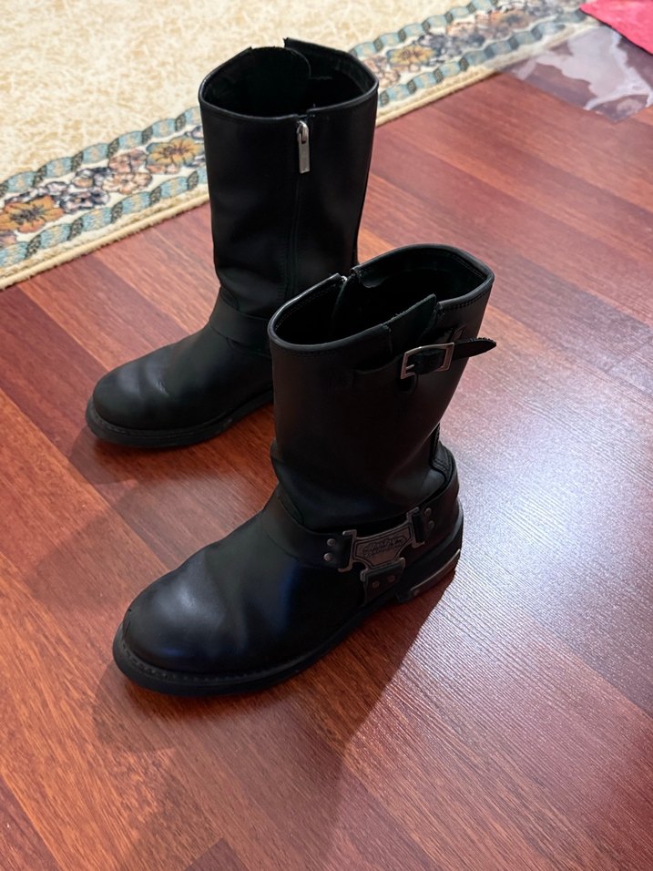 Kadın Siyah Deri Tokalı Biker Bot - Görsel 2