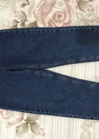 Diğer Lacivert Düğmeli Rahat Kesim Midi Kot Pantolon