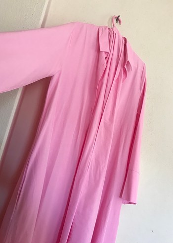 Pembe Drapeli Uzun Elbise - Görsel 4