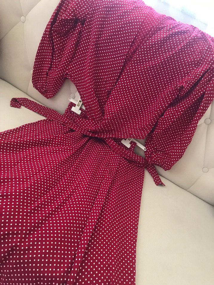 Kırmızı Puantiyeli Elbise - Görsel 4